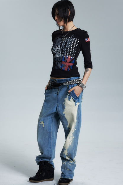 Asymmetrical Neckline Printed Top