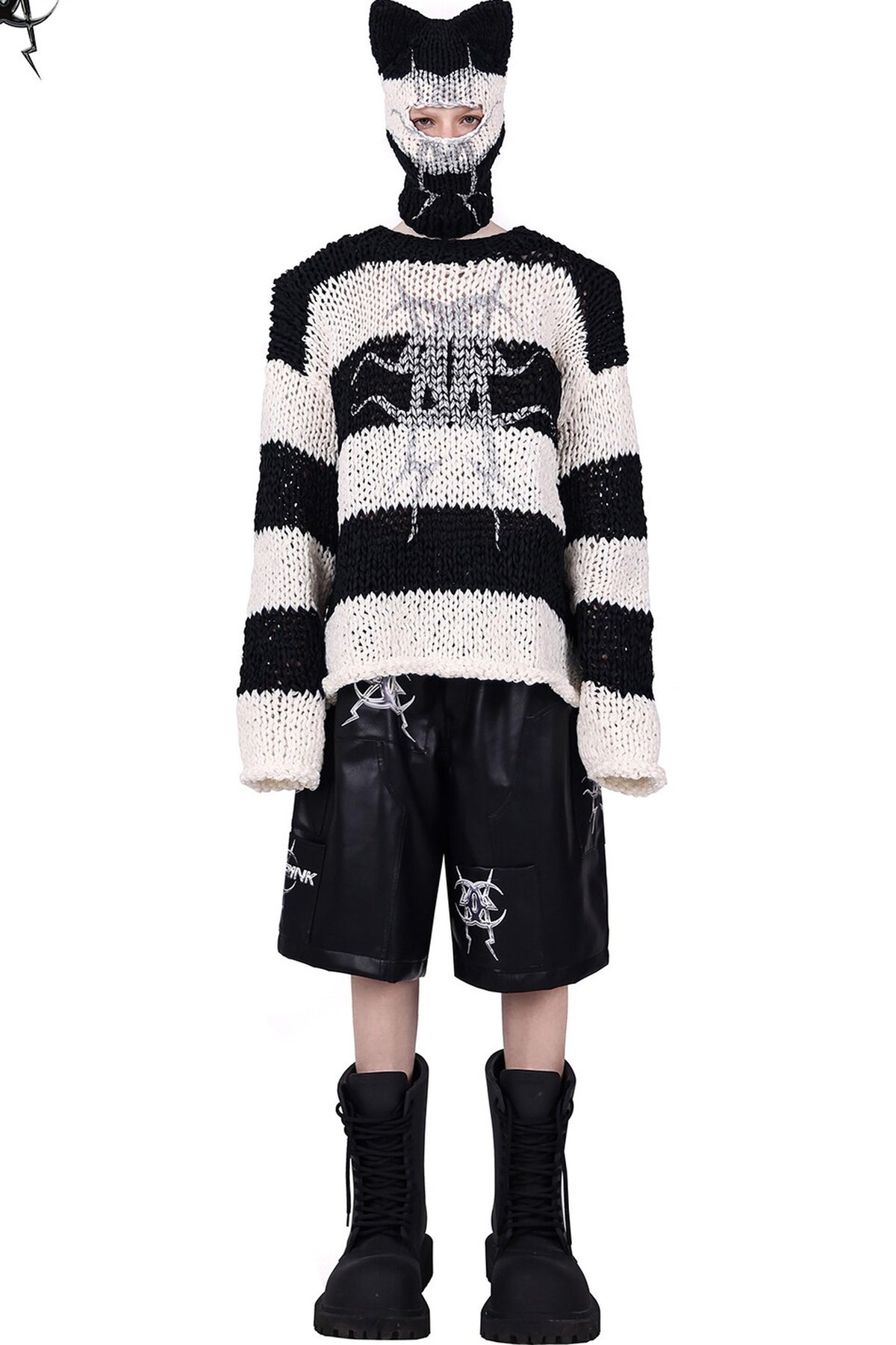 Cat Ear Striped Knitted Balaclava