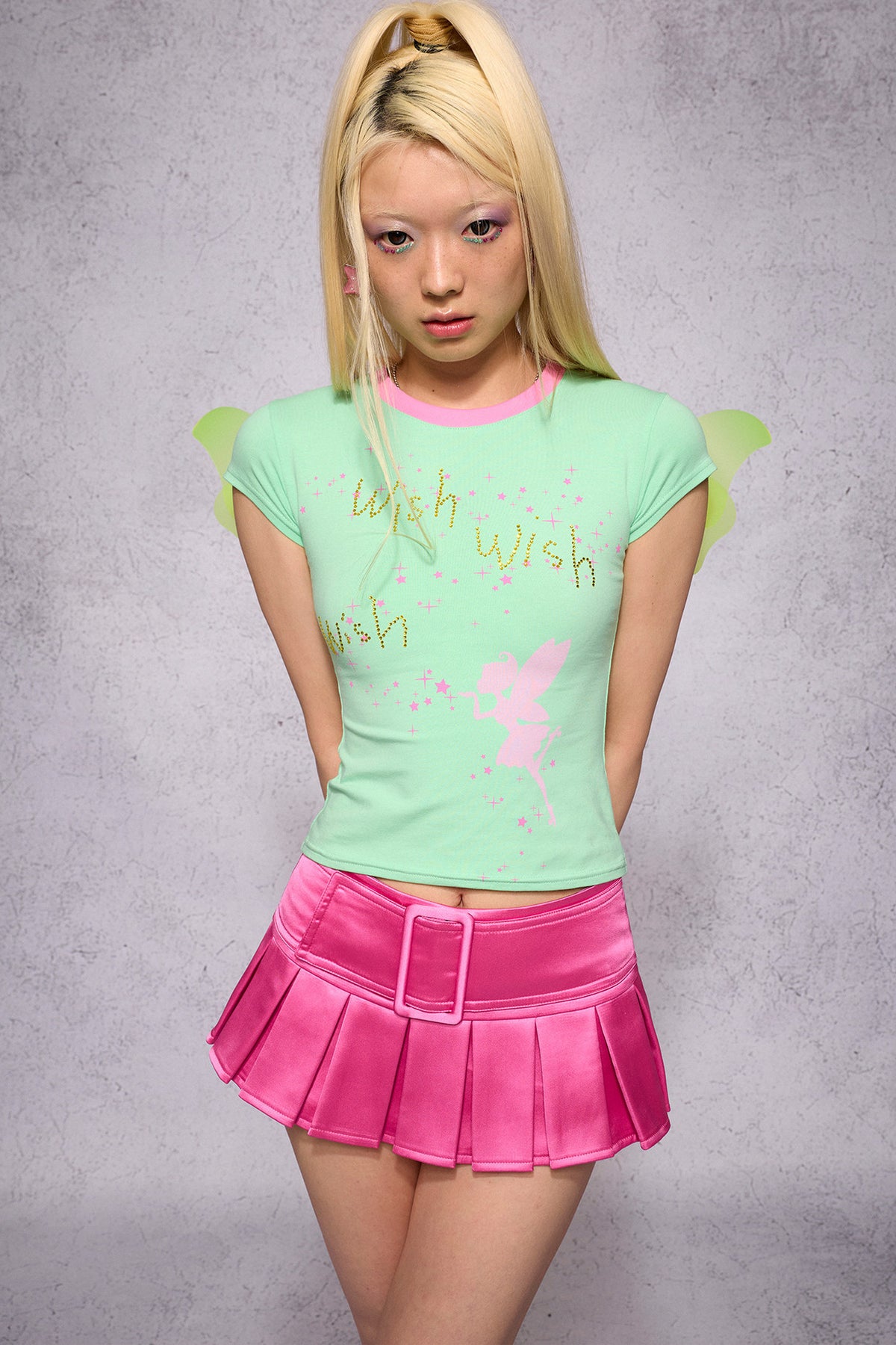 Satin Solid Color Pleated Skirt