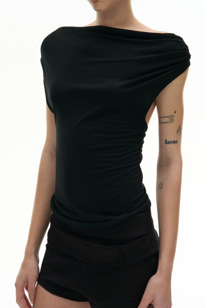 Black Backless Tie Camisole