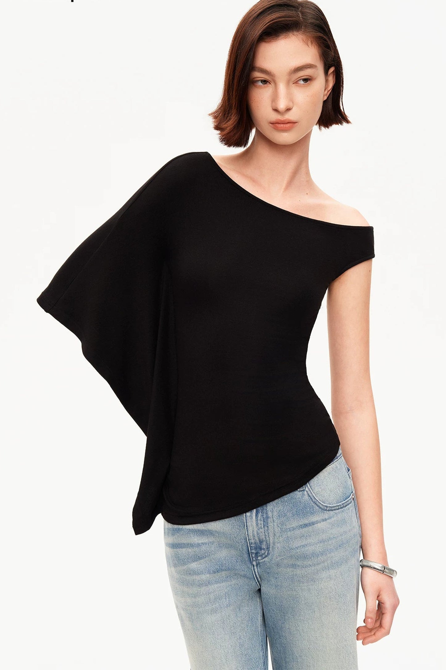 Tencel Asymmetric One-Shoulder Top