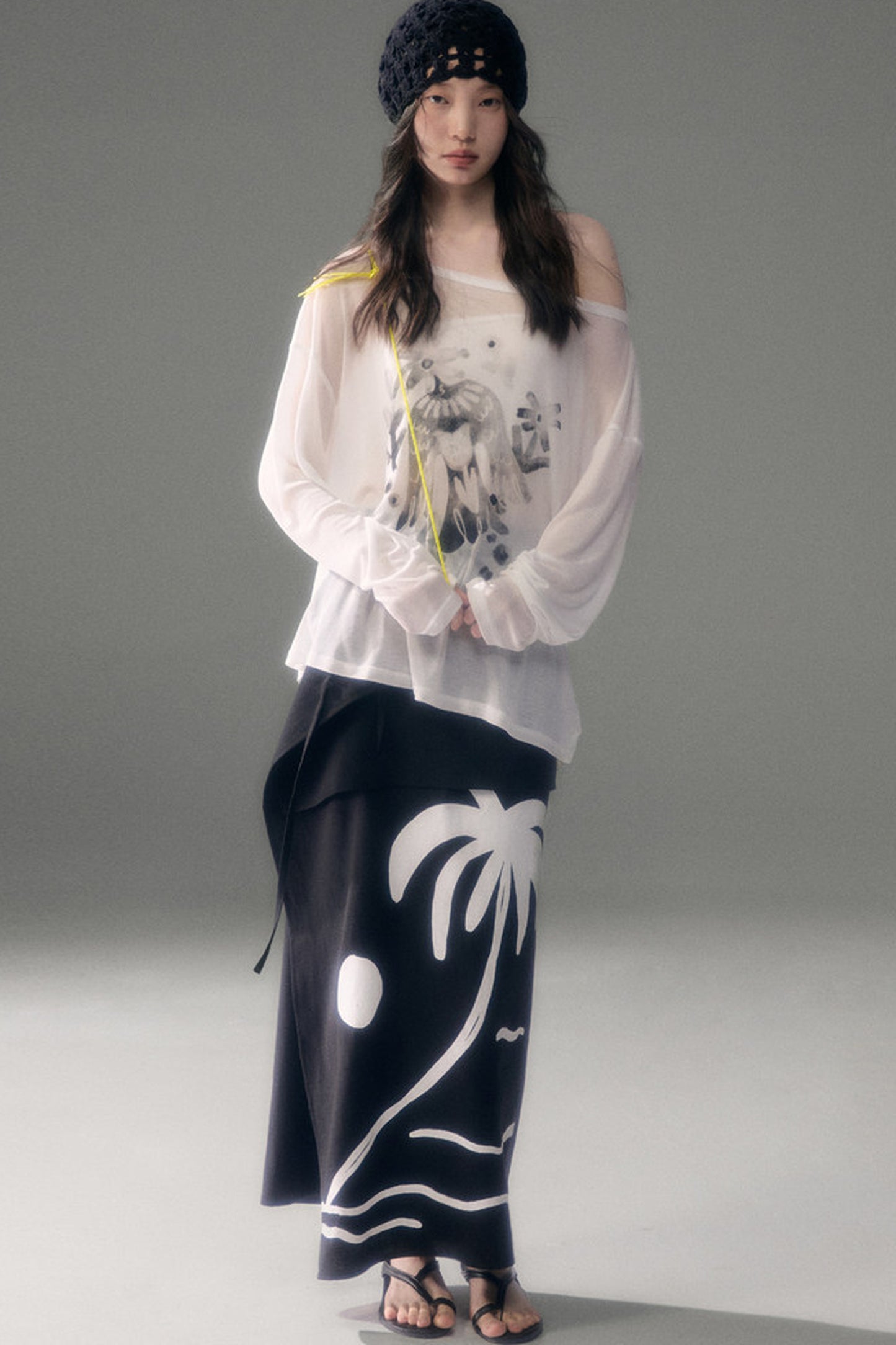 Palm Sunset Print Skirt