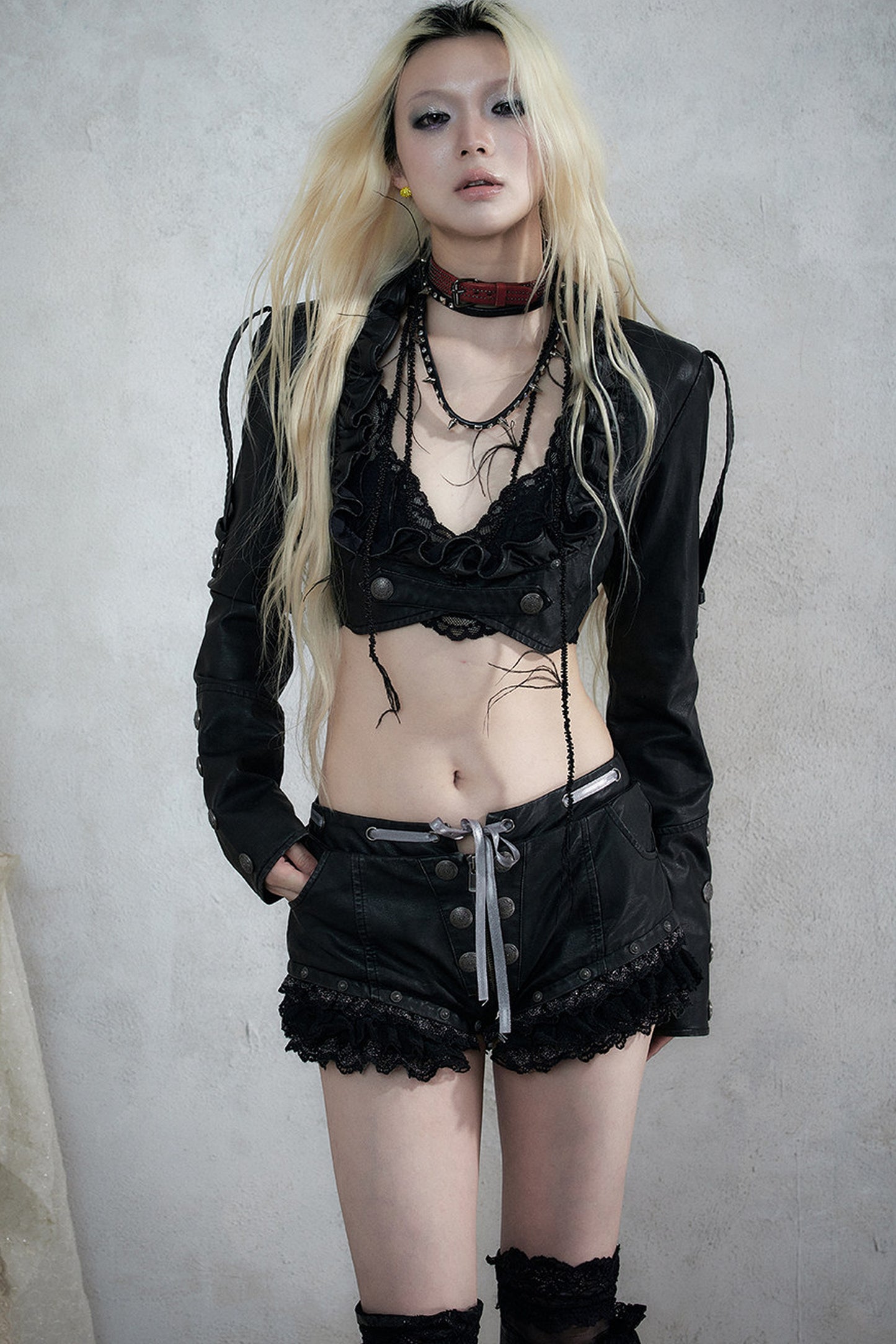 Punk Lace Leather Shorts