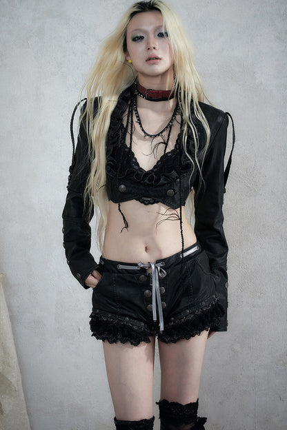 Punk Lace Leather Shorts
