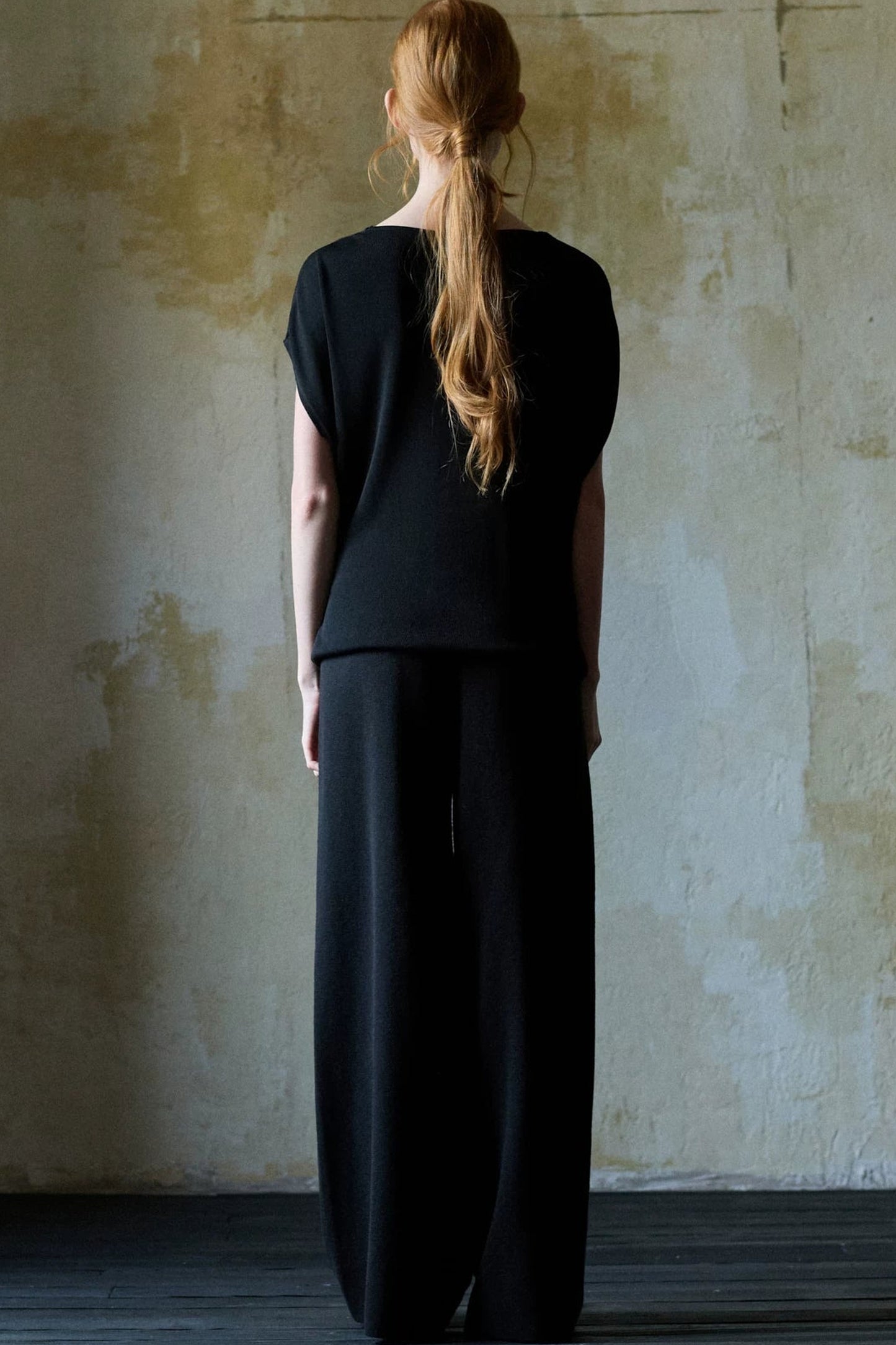 Black Tencel Drape Knitted Top