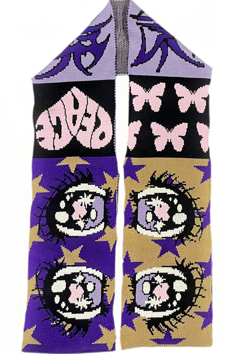 Comic Eye Knitted Long Scarf Set-Up