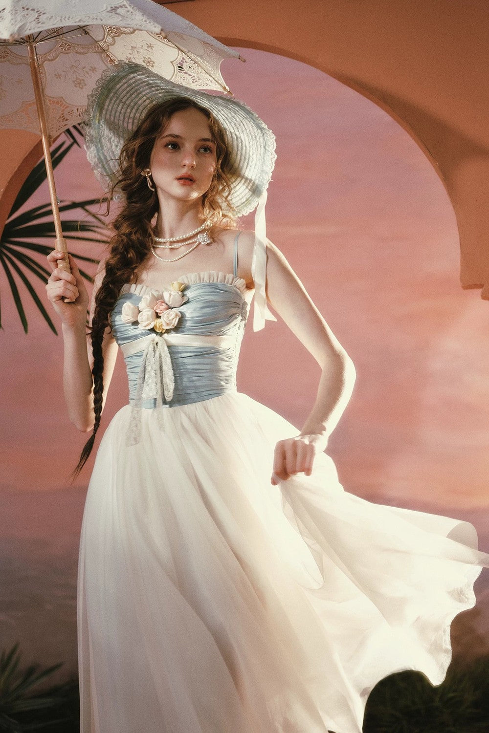 Sunset Bouquet French Mesh Dress