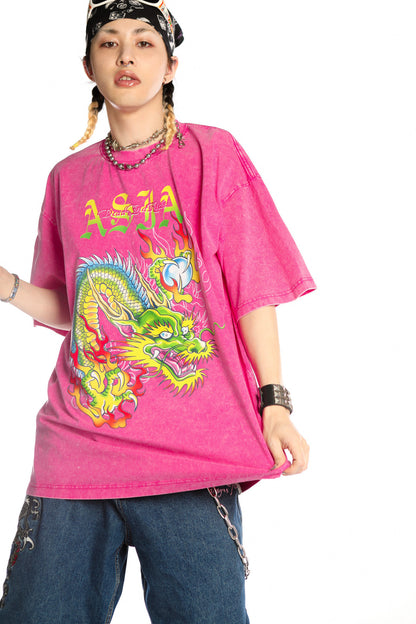 Dragon Print Loose Blouse