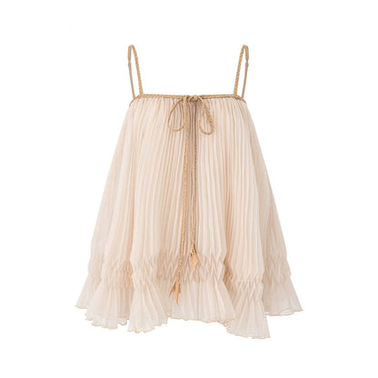 Chiffon Pleated Suspender Top