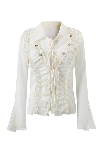 Sheer Chiffon Lace Blouse