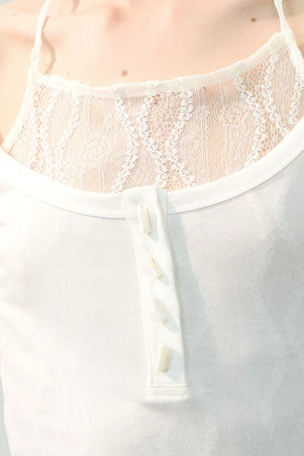 Layered Sheer Gauze Shell Pearl Top