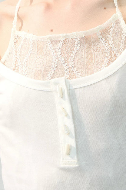 Layered Sheer Gauze Shell Pearl Top