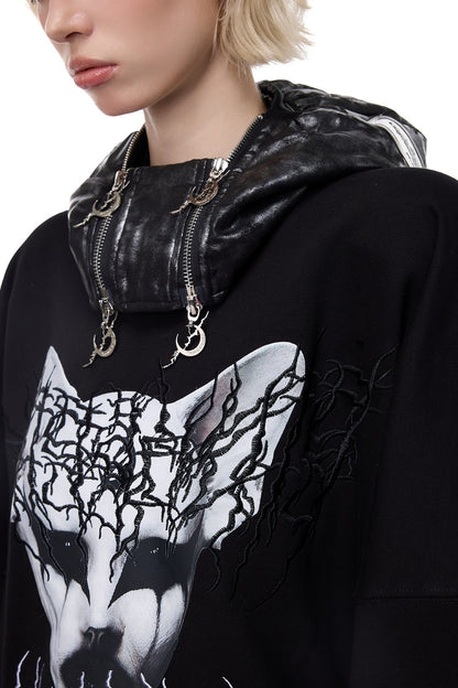 Cat Metal Thorns Heavy Industry Embroidered Blouse