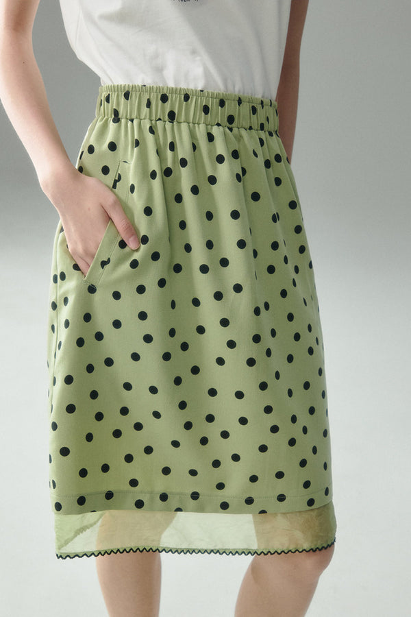 Green Polka Dot Mesh Skirt