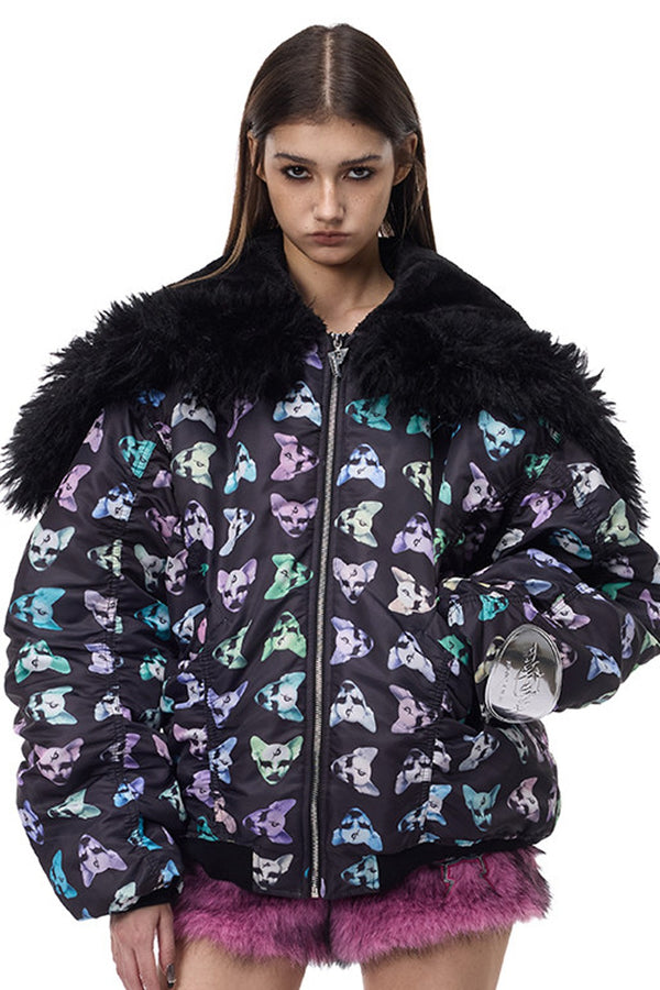 Cat Fur Collar Cotton Jacket