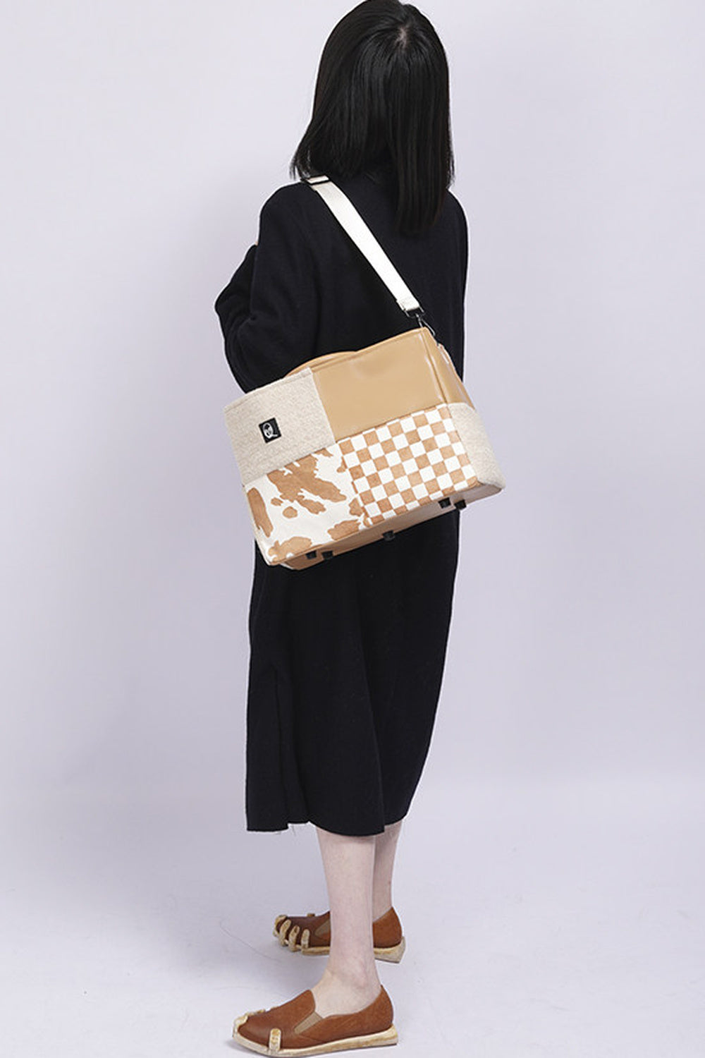 Y2K Leather Contrast Tote Bag