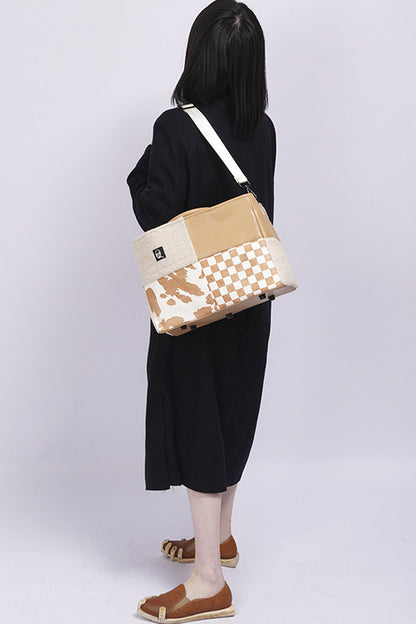 Y2K Leather Contrast Tote Bag