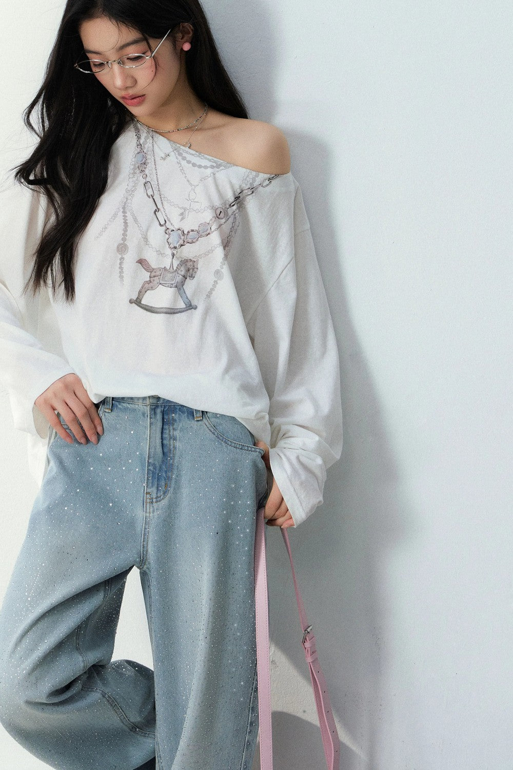 Pony Necklace Off-Shoulder Top Set-Up