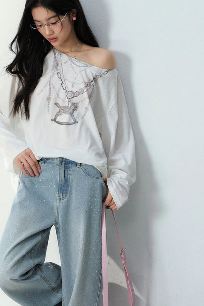Pony Necklace Off-Shoulder Top Set-Up