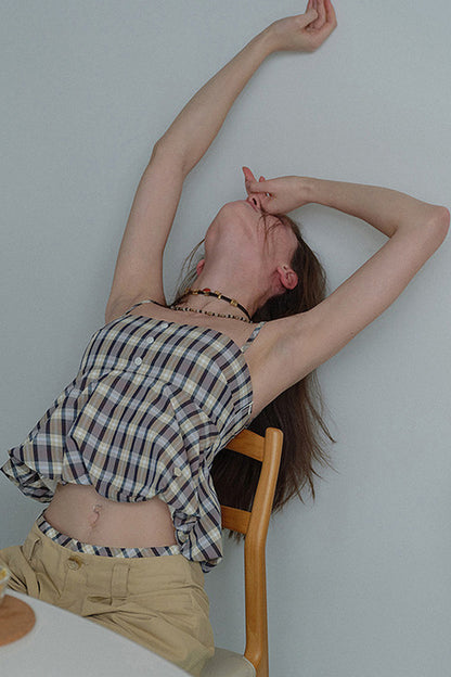 Retro Plaid Peplum Camisole