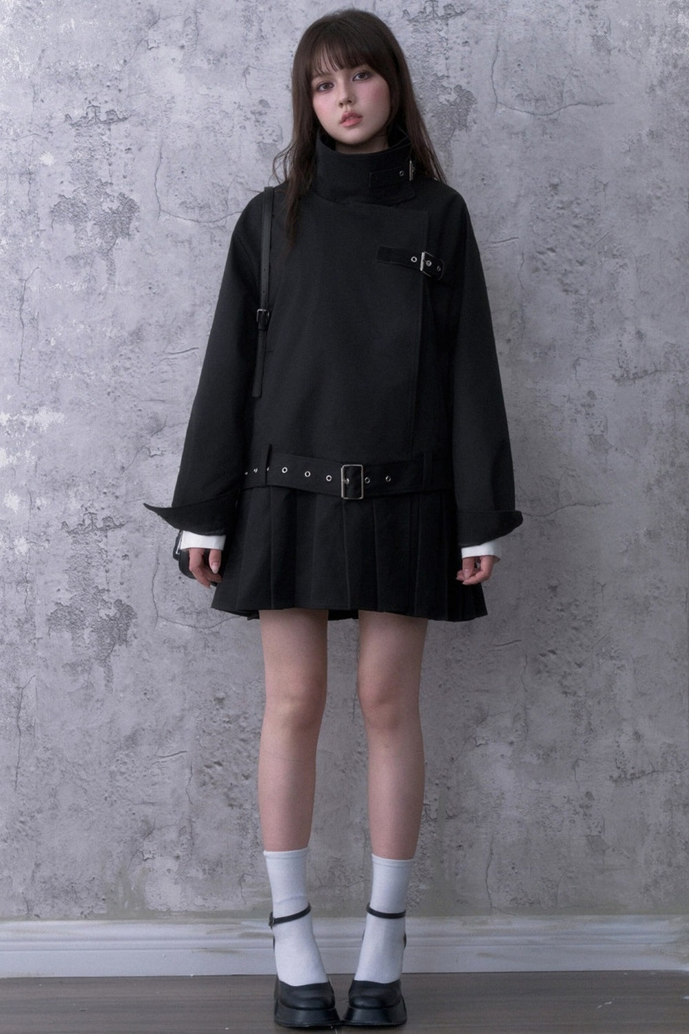 Black Pleated Trench Coat