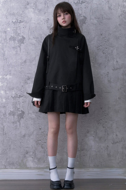 Black Pleated Trench Coat
