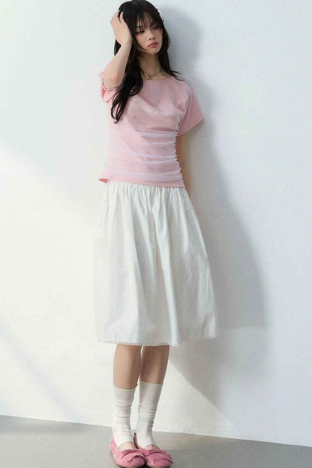 Asymmetrical Top and Plaid Pants Set-Up