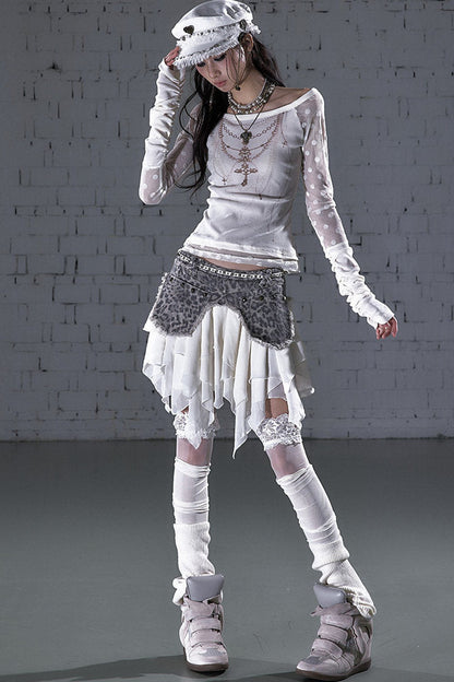 Baroque Flocked Wing Embroidered Blouse