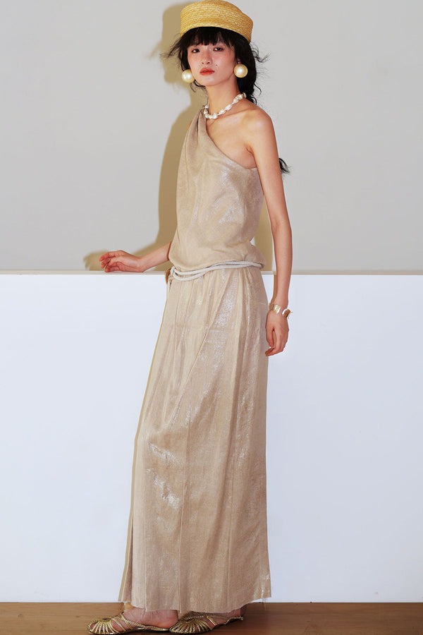 Exquisite Linen One-Shoulder Dress