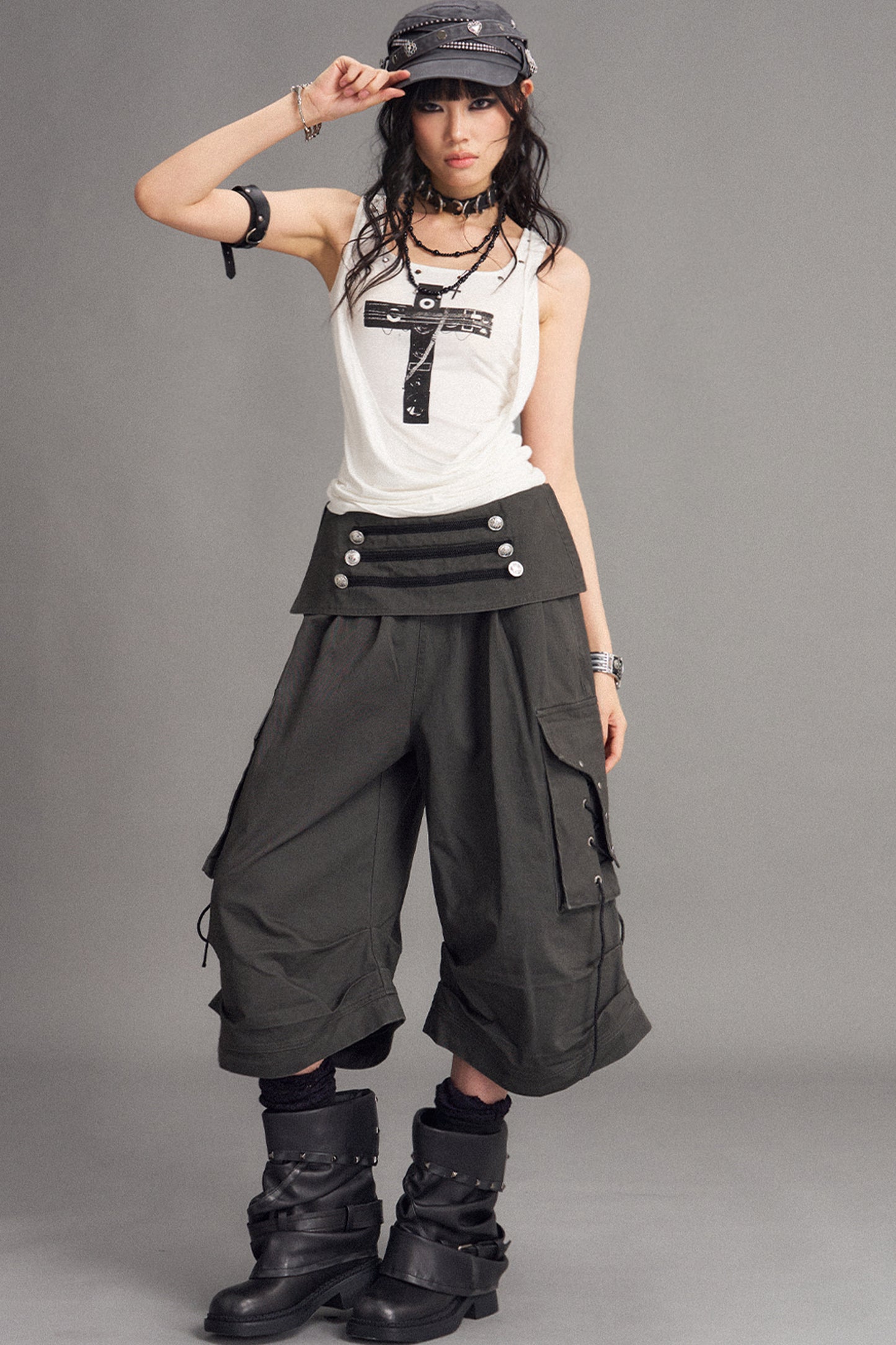 Palace pantaloni punk effetto consumato