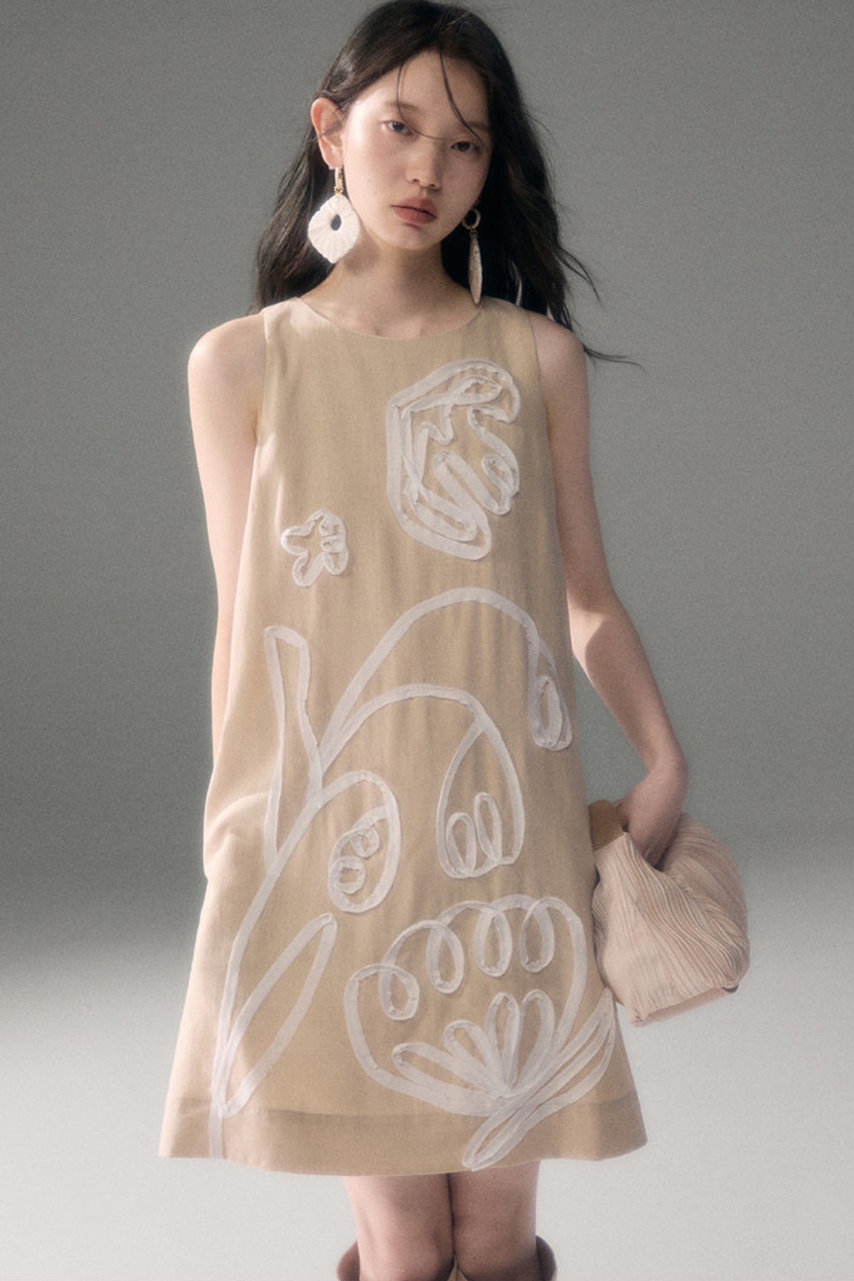 3D Floral Bird Tencel Dress