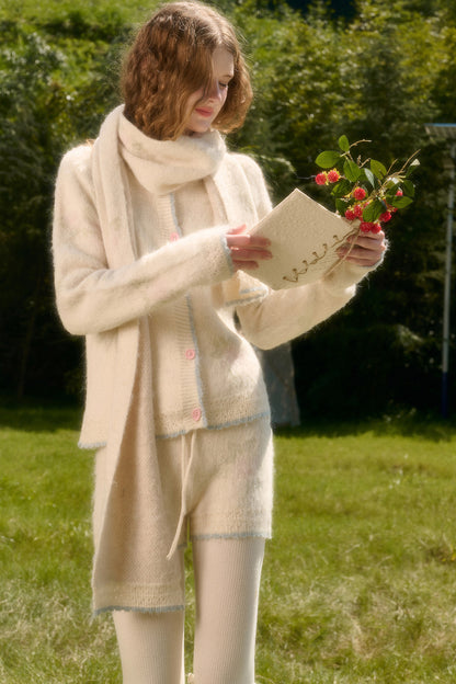 Soft Wool Knit Cardigan and Pants Set-Up