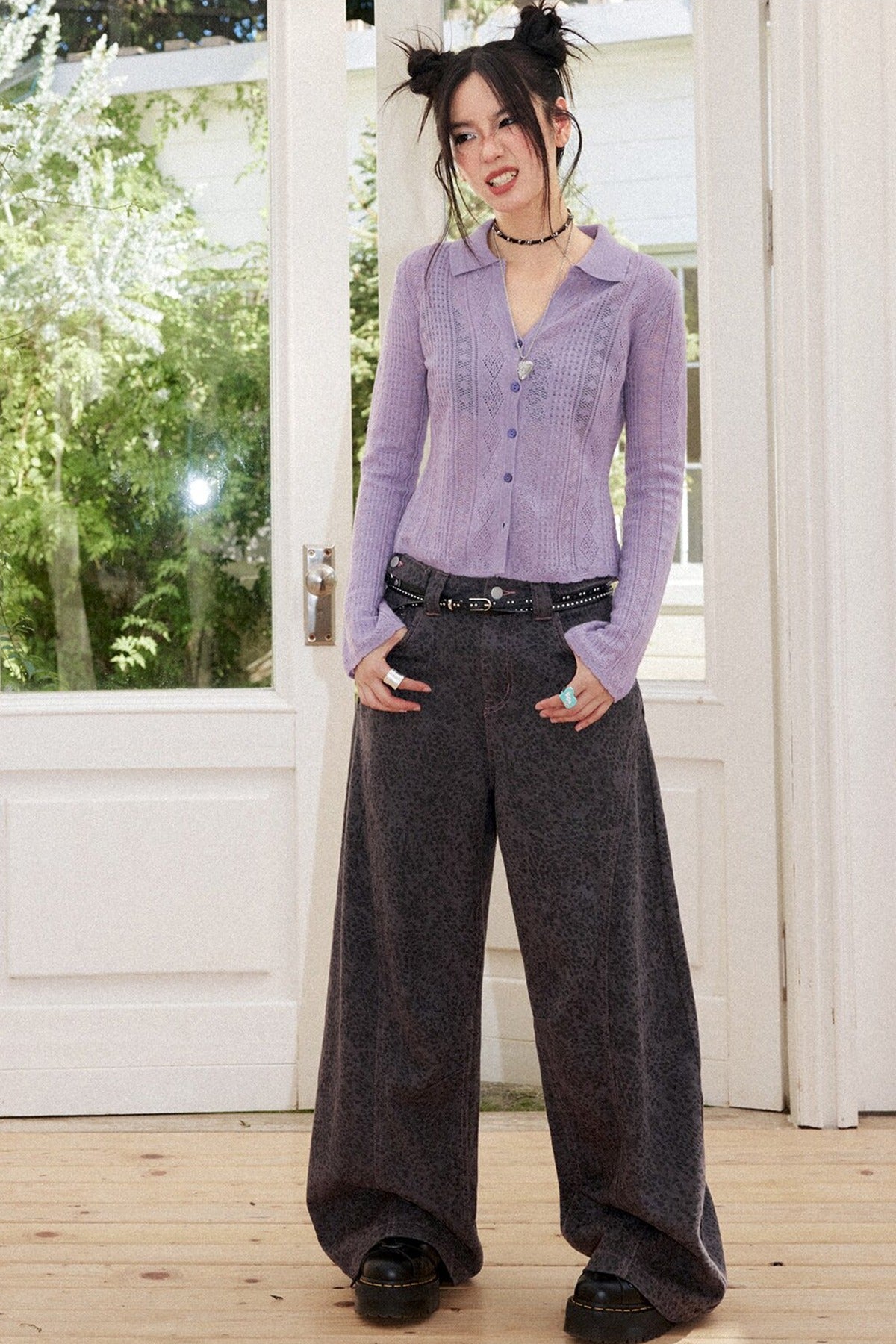 High-Waisted Leopard Print Jeans