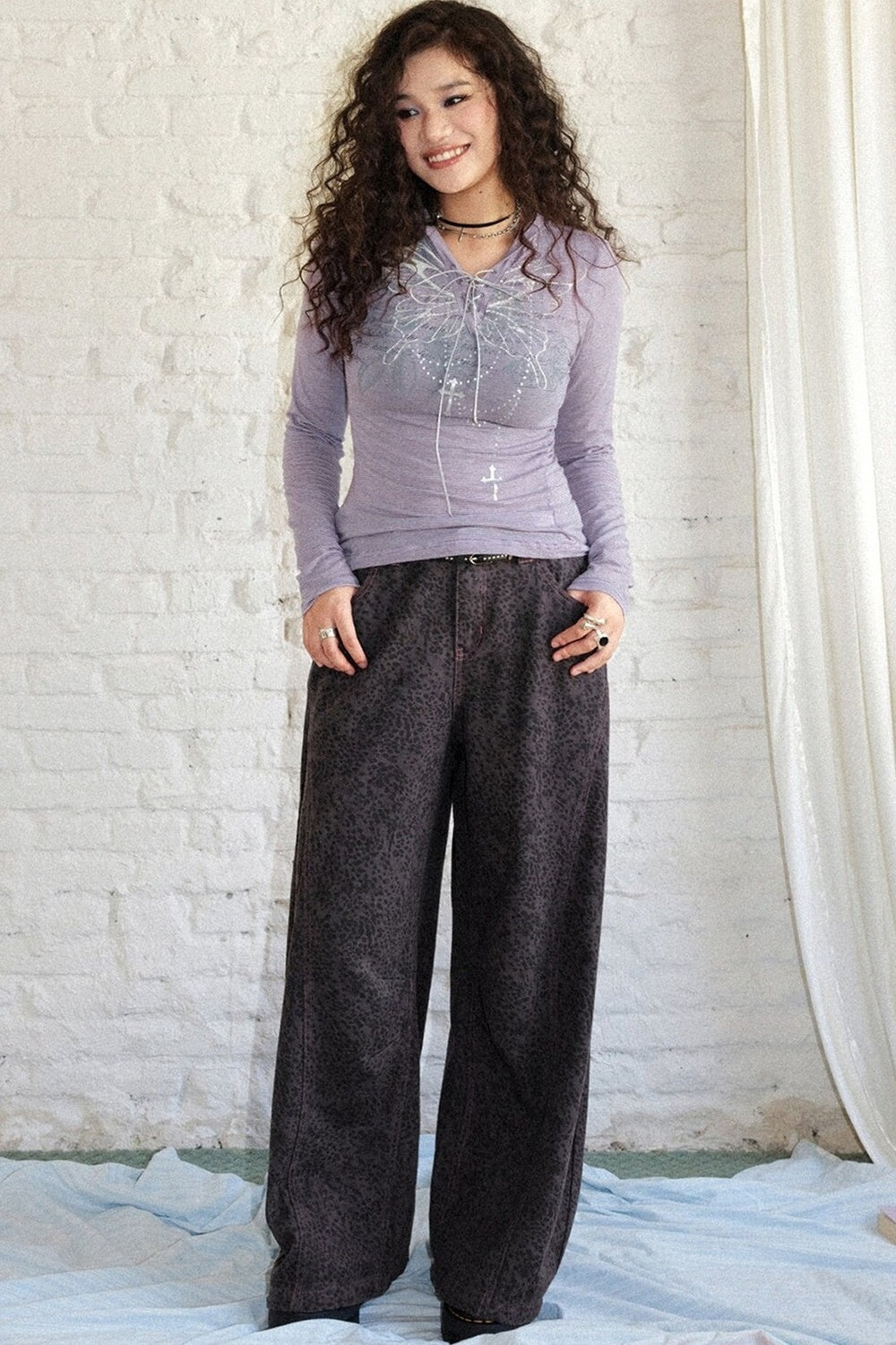 High-Waisted Leopard Print Jeans