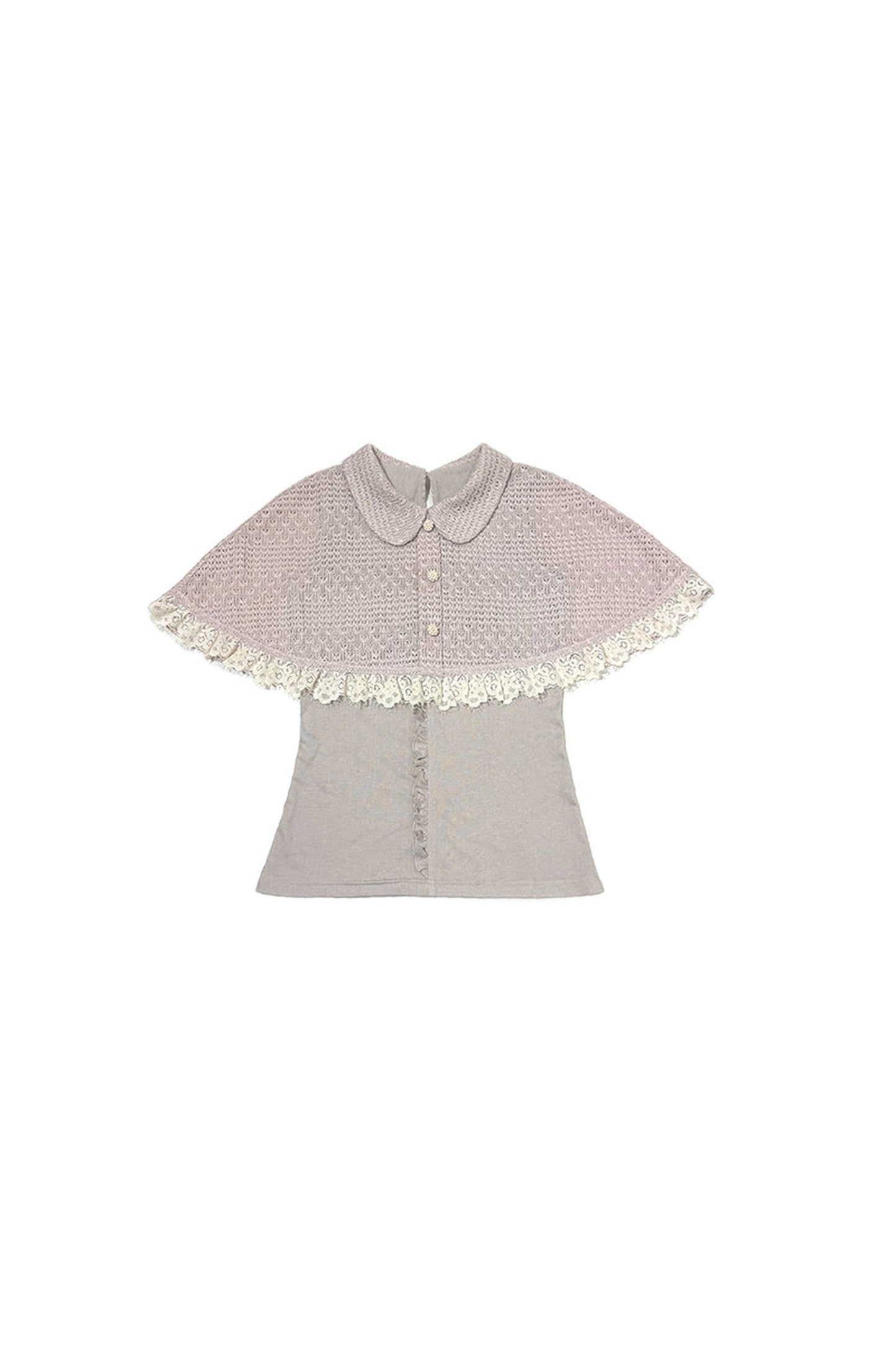 Pink Shawl-Style Cape Knit Top