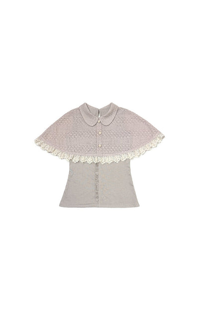 Pink Shawl-Style Cape Knit Top