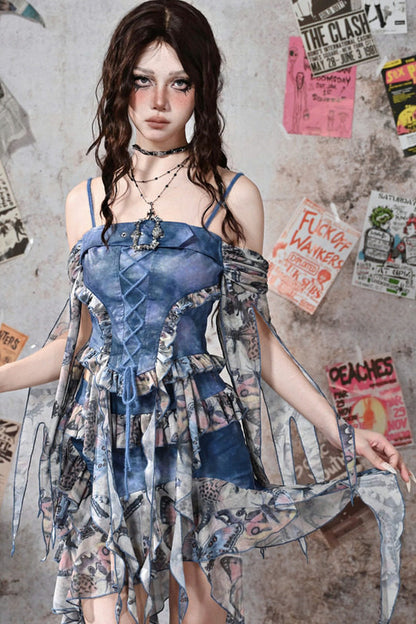 Butterfly Print Off-Shoulder Camisole