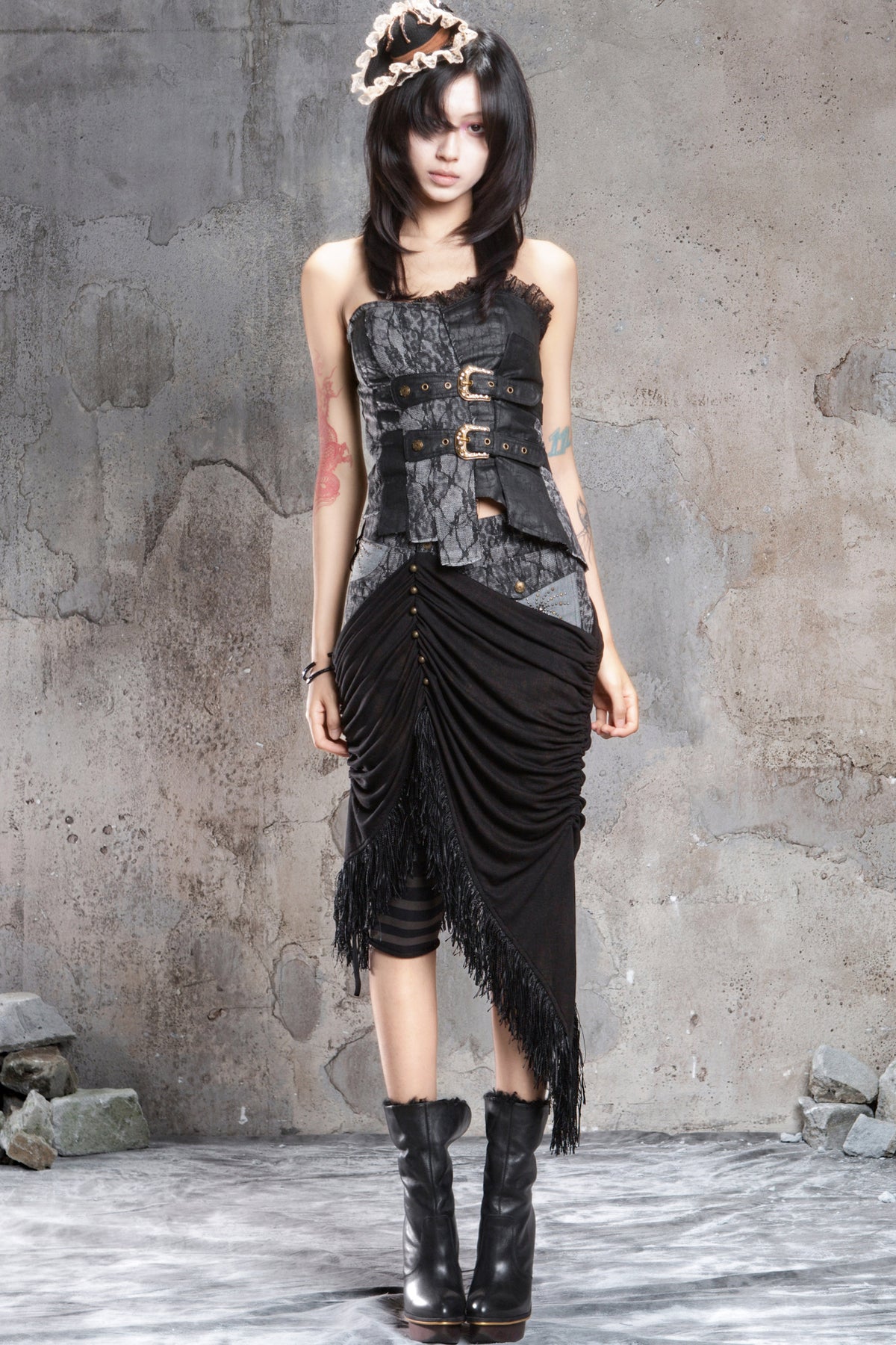 Punk Laced Irregular Tube Top