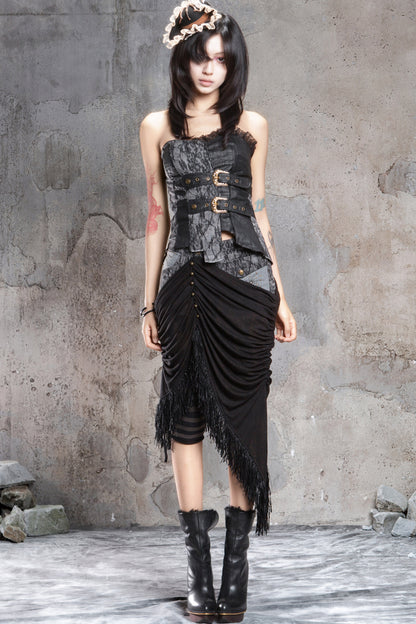 Punk Laced Irregular Tube Top