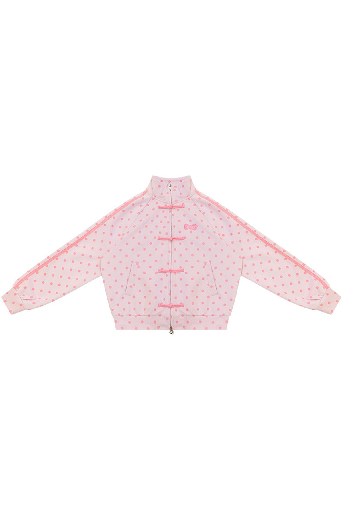Giacca rosa a pois con zip