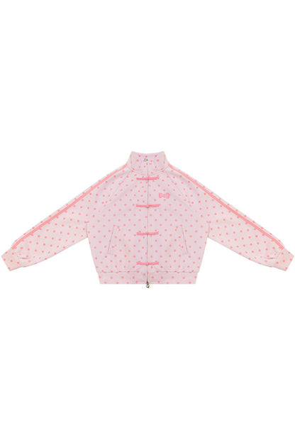 Giacca rosa a pois con zip