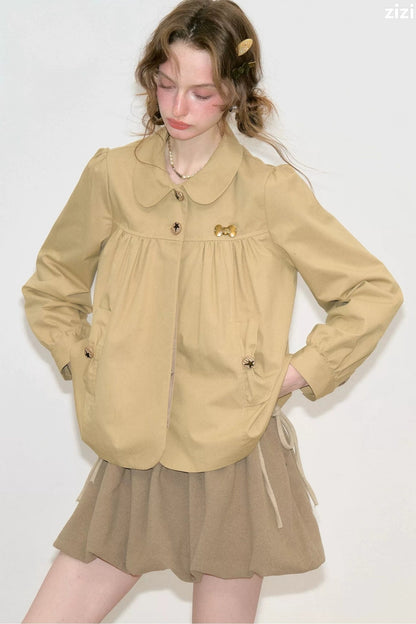 Khaki Doll Collar Jacket