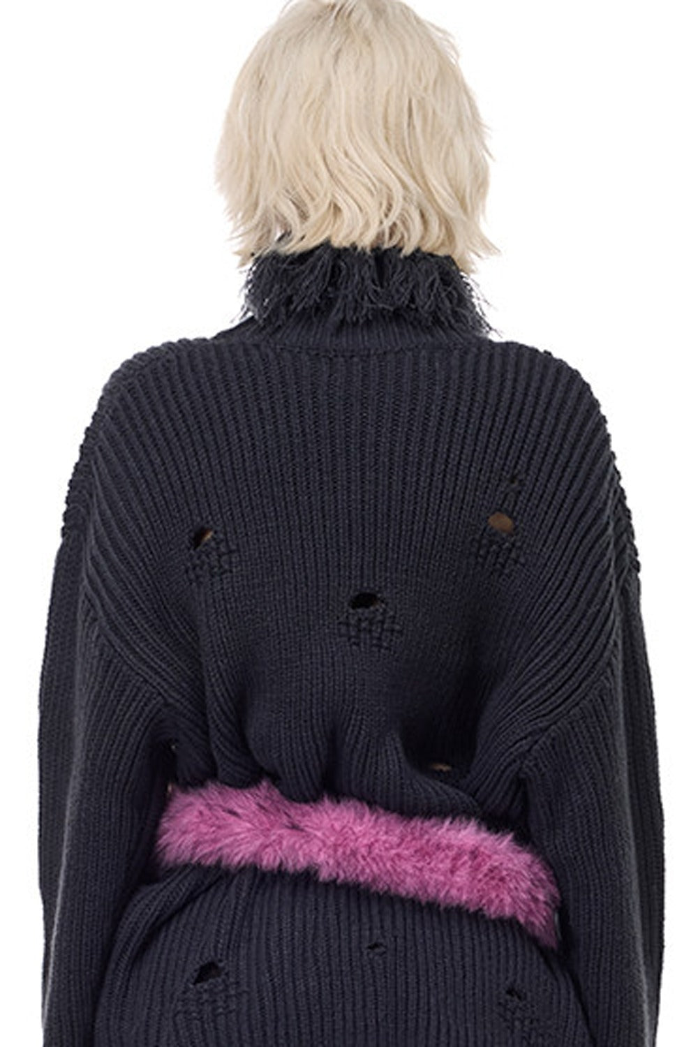 Tassel Turtleneck Ripped Oversized Sweater