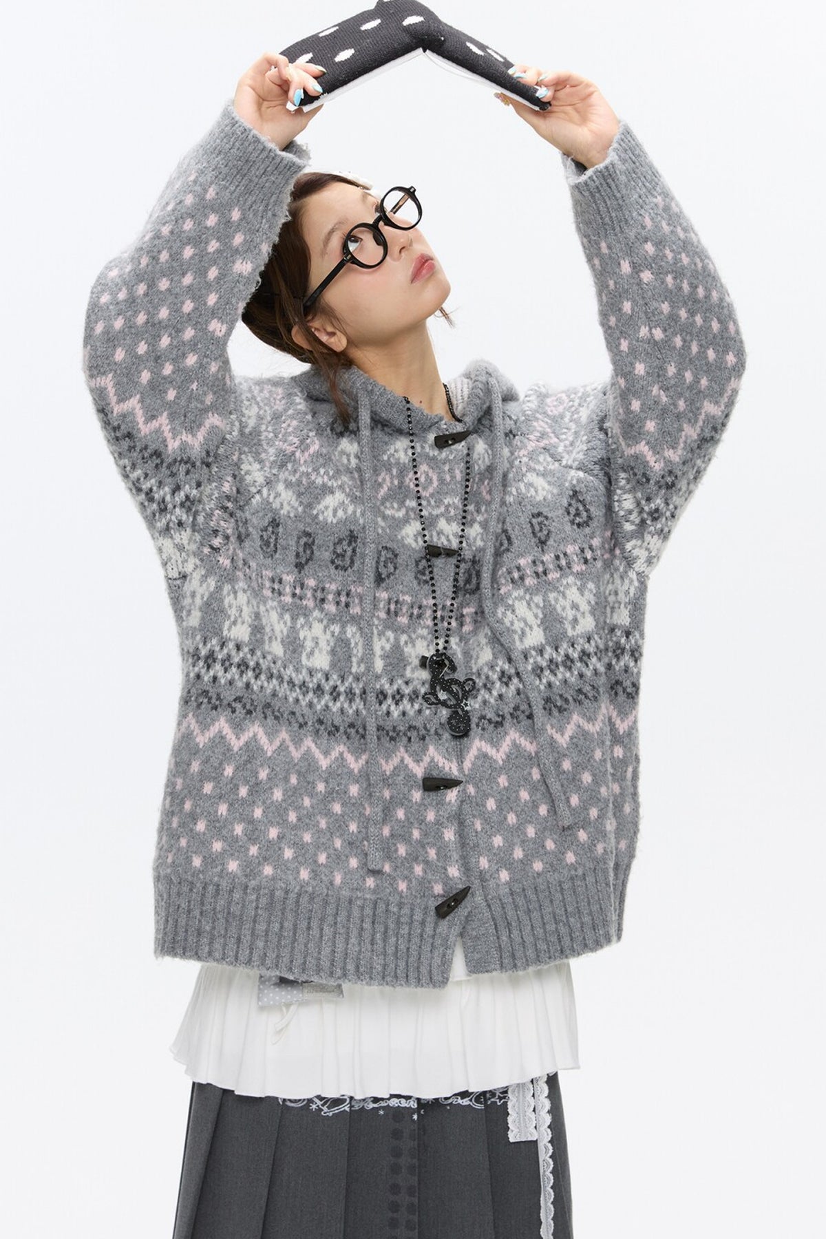 Fair Isle Duffle Button Cardigan