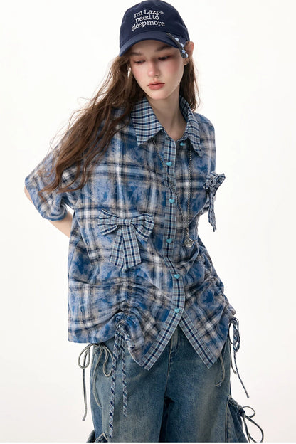 Blue Plaid Short Sleeve Shirt