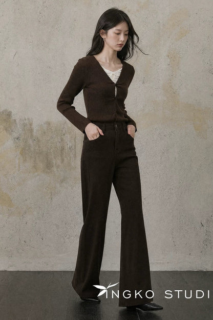 Coffee Micro-Flared Pants