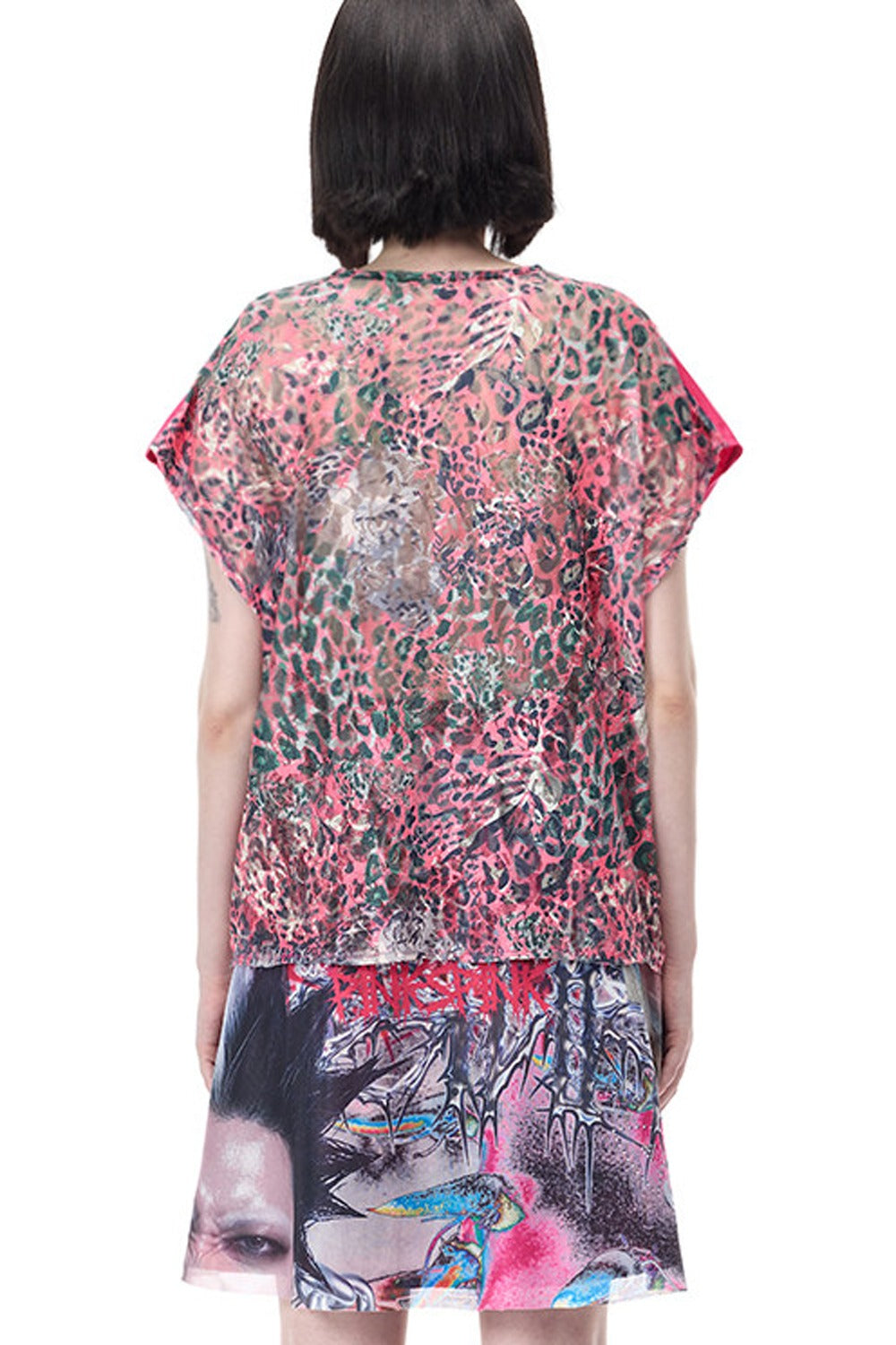 Cat Skeleton Leopard Print Top