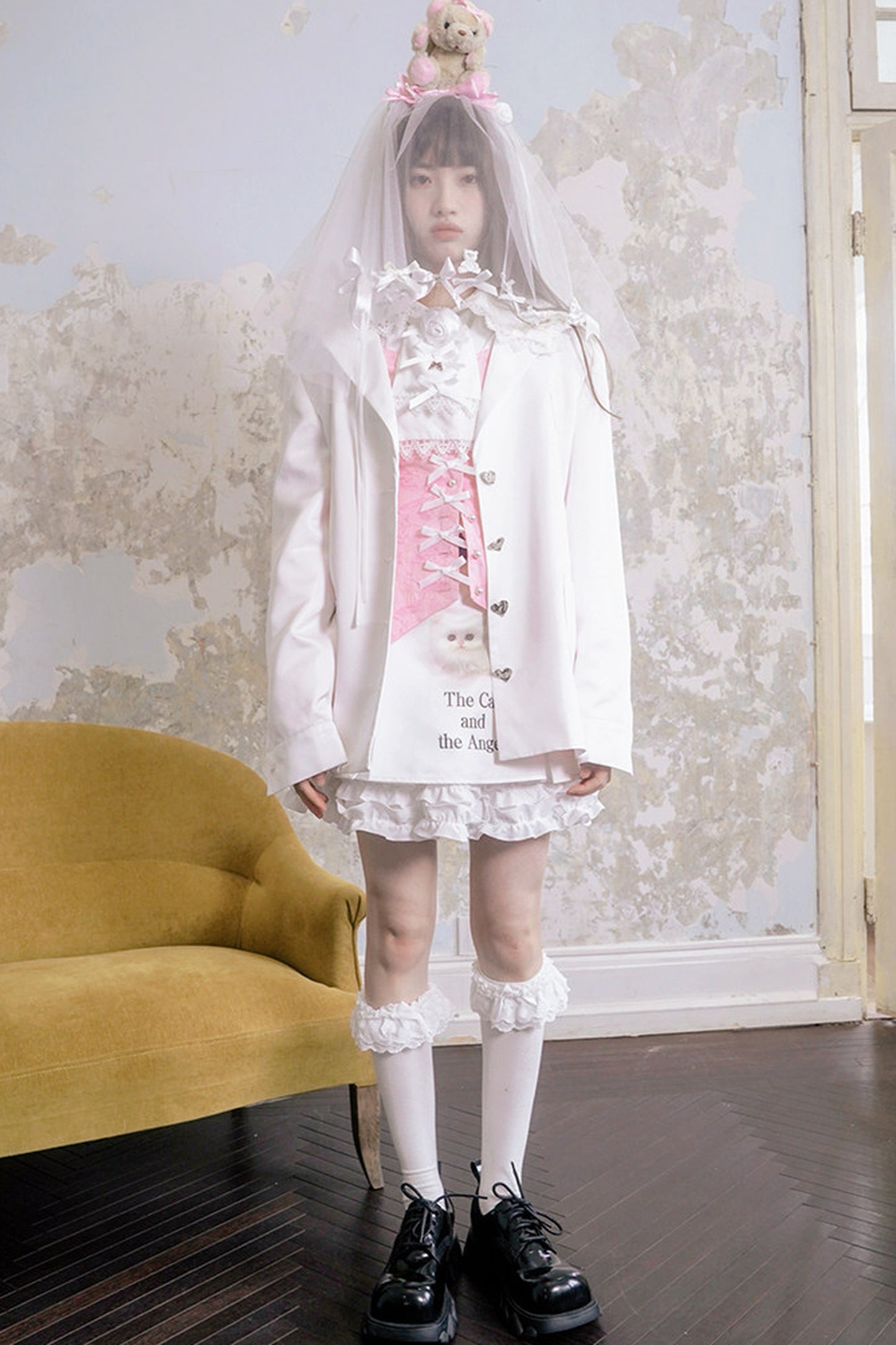Butterfly Buckle Jacquard Cotton Vest