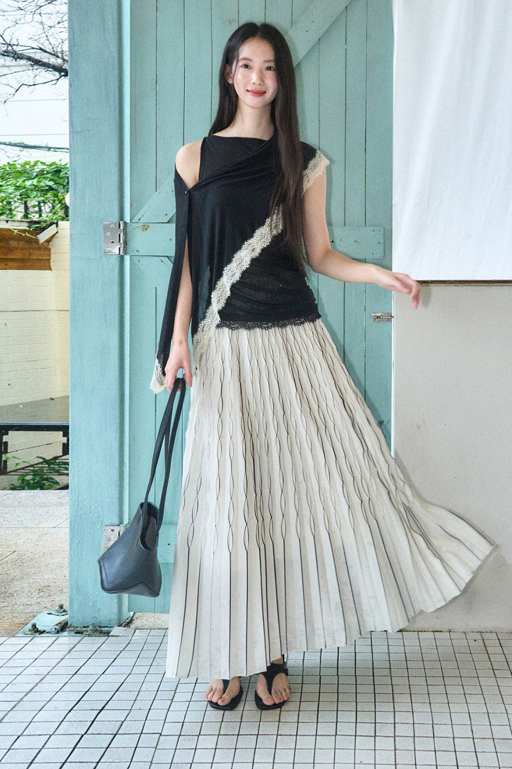 Handmade Rose Pleated Skirt Dress