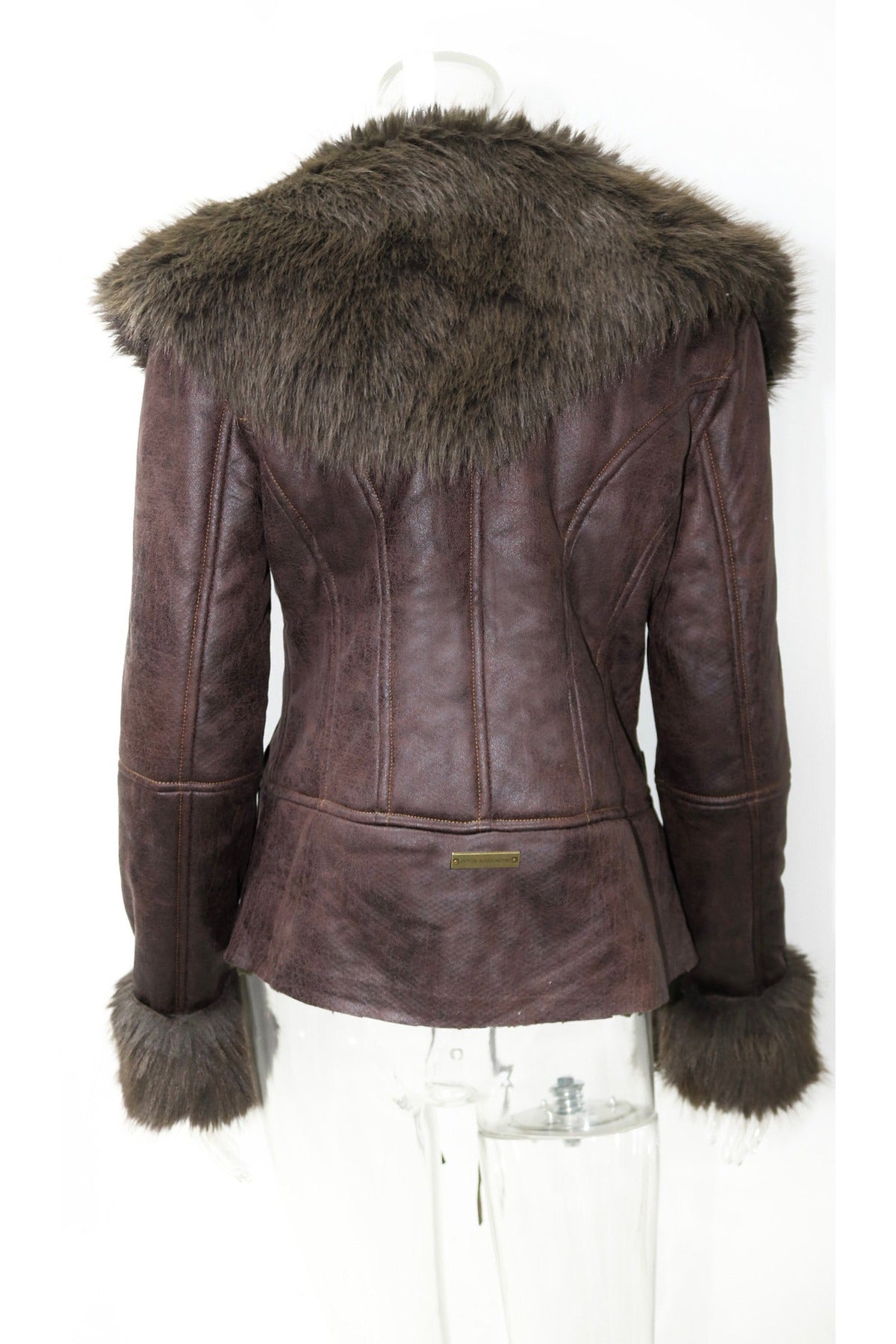 Ruffled Fur Collar Fleece-Lined Coat